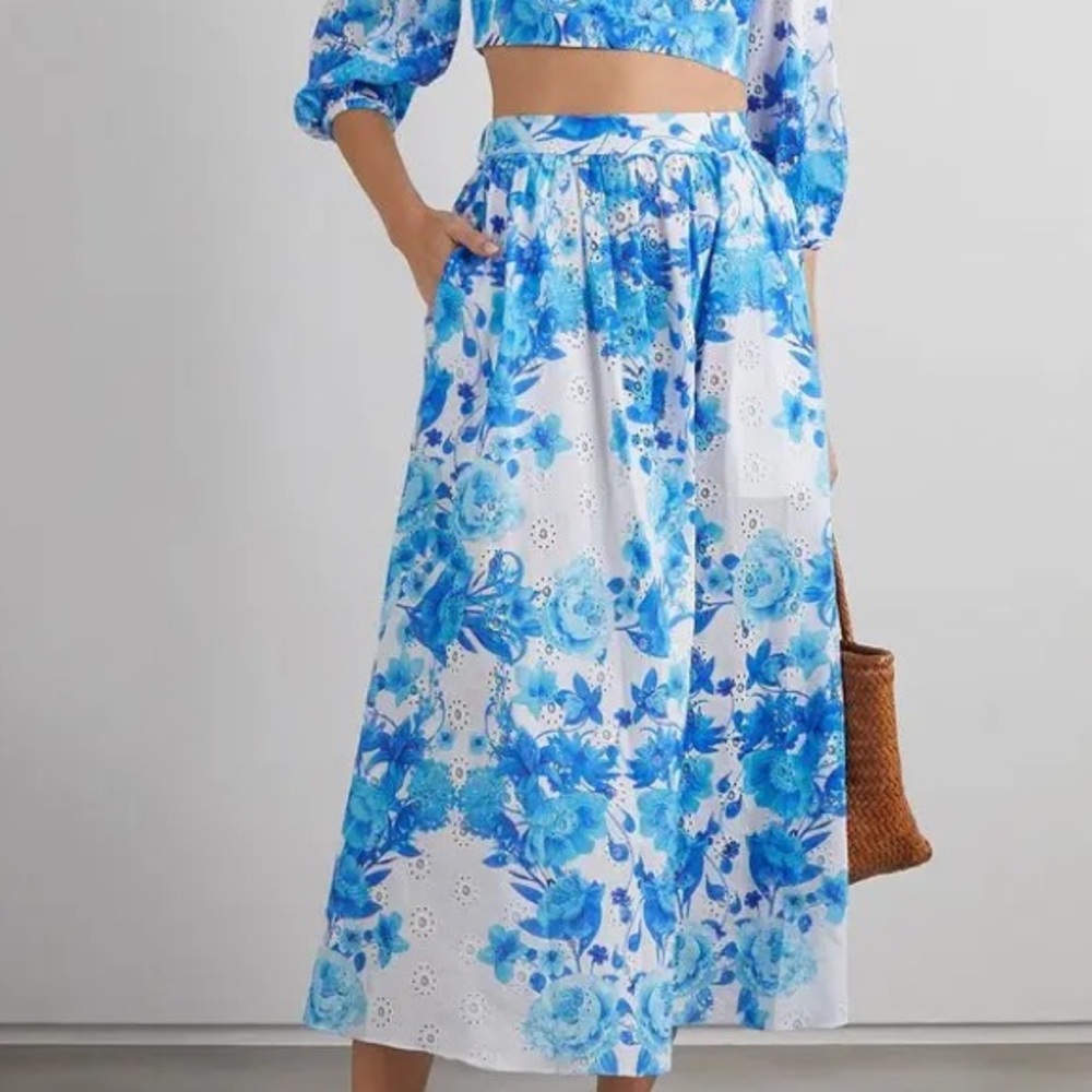 Borgo de Nor Rhea floral broderie anglaise cotton midi skirt. Excellent cond
